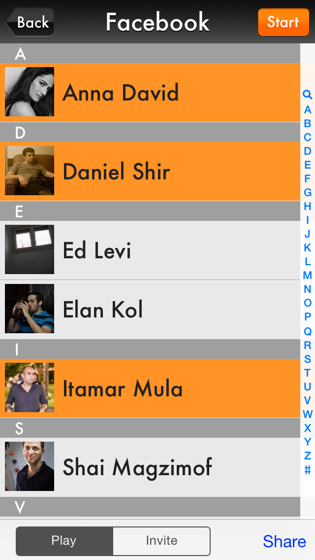 Typple friend selection screenshot